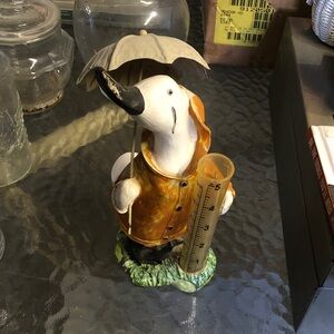 Duck Figurine with Umbrella and Rain Gauge